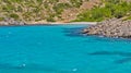 Beautiful beach with turquoise water, at Agia (Saint) Dynami (Force) in Chios island, Greece