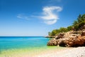 Beautiful beach with turquoise water and cliffs near Kemer, Turkey Royalty Free Stock Photo