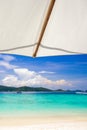 Beautiful beach under umbrella Royalty Free Stock Photo