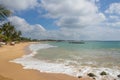 Beautiful beach. View of nice tropical beach with palms around. Royalty Free Stock Photo