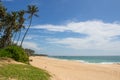 Beautiful beach. View of nice tropical beach with palms around. Royalty Free Stock Photo