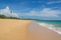 Beautiful beach. View of nice tropical beach with palms around. Royalty Free Stock Photo