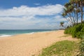 Beautiful beach. View of nice tropical beach with palms around. Royalty Free Stock Photo