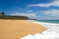 Beautiful beach. View of nice tropical beach with palms around. Royalty Free Stock Photo