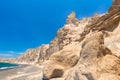 Beautiful beach with volcanic mountains. Vlychada beach, Santorini island Royalty Free Stock Photo