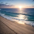 Beautiful beach and water at sunrise with people standing in front of wave and on white sand on the Gold Coast.