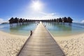 Beautiful beach and water villa.maldives Royalty Free Stock Photo