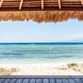 Beautiful beach wooden hut with a view on the ocean. Royalty Free Stock Photo