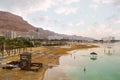 Beautiful beaches of the dead sea in ein bokek in israel Royalty Free Stock Photo