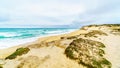 The beautiful beaches on False Bay along Baden Powell Drive between Macassar and Muizenberg near Cape Town