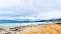 The beautiful beaches on False Bay along Baden Powell Drive between Macassar and Muizenberg near Cape Town