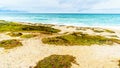 The beautiful beaches on False Bay along Baden Powell Drive between Macassar and Muizenberg near Cape Town