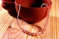 Beautiful beads necklace with clay pots Royalty Free Stock Photo