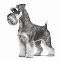 Beautiful bearded dog breed miniature schnauzer isolated on white close-up,