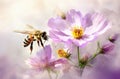 Beautiful bee and flower a sunny day Royalty Free Stock Photo