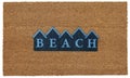 Beautiful beige and blue zute / coir Outdoor Door mat with BEACH text in mountain style