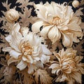 Beautiful beige Dahlias flowers art painting.