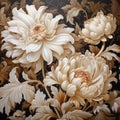 Beautiful beige Dahlias flowers art painting.
