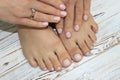 beautiful beige pedicure