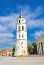 Beautiful Belfry and Vilnius Cathedral Basilica of Saints Stanislaus and Vladislaus