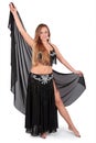 Beautiful belly dancer with long blond hair Royalty Free Stock Photo