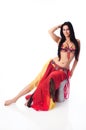 Beautiful Belly Dancer in a Red Costume Royalty Free Stock Photo