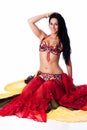 Beautiful Belly Dancer in a Red Costume Royalty Free Stock Photo