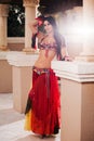 Beautiful Belly Dancer in Red Costume Royalty Free Stock Photo