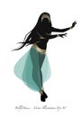 Beautiful belly dancer silhouette wearing exotic clothes