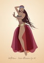 Beautiful belly dancer wearing exotic clothes illustratio