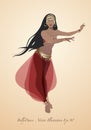 Beautiful belly dancer wearing exotic clothes vector illustration