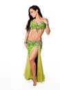 Beautiful Belly Dancer Wearing a Green Costume Royalty Free Stock Photo