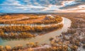 Beautiful bend of Murray River at sunset.