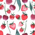 Beautiful berries cherry raspberry strawberry pattern