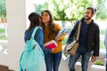 Beautiful best friends greeting each other Royalty Free Stock Photo