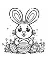 beautiful easter bunny with easter egg coloring page for kids for easter Royalty Free Stock Photo