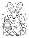 beautiful easter bunny with easter egg coloring page for kids for easter Royalty Free Stock Photo