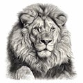 beautiful a big lion high contrast for laser engraving white background