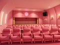 Beautiful big pink cinema auditorium. generative AI Royalty Free Stock Photo