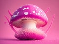 Beautiful big pink mushroom and paint Background