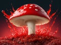 Beautiful big red mushroom and paint Background