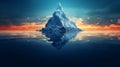 Beautiful big white iceberg underwater. Global warming and melting glaciers, concept. AI generated Royalty Free Stock Photo