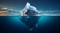 Beautiful big white iceberg underwater. Global warming and melting glaciers, concept. AI generated Royalty Free Stock Photo