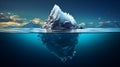 Beautiful big white iceberg underwater. Global warming and melting glaciers, concept. AI generated Royalty Free Stock Photo