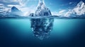 Beautiful big white iceberg underwater. Global warming and melting glaciers, concept. AI generated Royalty Free Stock Photo