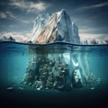 Beautiful big white iceberg underwater. Global warming and melting glaciers, concept. Iceberg in the ocean with Royalty Free Stock Photo