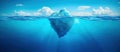 Beautiful big white iceberg underwater. Global warming and melting glaciers, concept. Iceberg in the ocean with a view Royalty Free Stock Photo