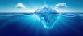 Beautiful big white iceberg underwater. Global warming and melting glaciers, concept. Iceberg in the ocean with a view Royalty Free Stock Photo