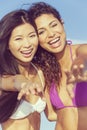 Beautiful Bikini Women Girls Laughing At Beach Royalty Free Stock Photo