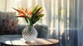 Beautiful bird of paradise flower arrangement in a crystal vase Royalty Free Stock Photo